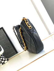 CC LARGE 30 HOBO BAG IN BLACK CALFSKIN MIX METAL HARDWARE