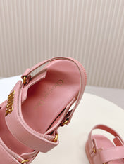 DIOR BACK-STRAP SANDALS 25S IN PEACHY PINK CALFSKIN WITH GOLD HARDWARE