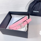 CC BELT 20 MM IN TAFFY PINK SMOOTH CALFSKIN SILVER HARDWARE ATTACH RHINSTONE