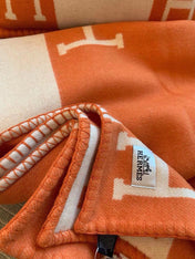 TIGRE BAYADERE BLANAVALON III THROW BLANKET IN SPANISH ORANGE CASHMERE 407145