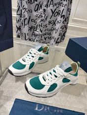 DIOR 25S MILE SERIES SNEAKERS 25MM IN WHITE DARK TEAL CALFSKIN
