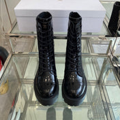 DIOR 25S D-UNIT ANKLE BOOT IN BLACK QUILTED CANNAGE CALFSKIN