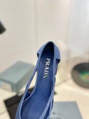 PRA STRAP CUT-OUT PUMPS CERULEAN SATIN