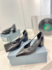 PRA STRAP CUT-OUT PUMPS BLACK CALFSKIN