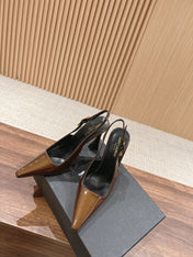 SL DUNE SLINGBACK PUMPS COPPER POLISHED CALFSKIN