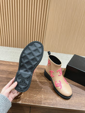CC RAIN BOOTS BEIGE CREAM TPU WITH PINK LOGO