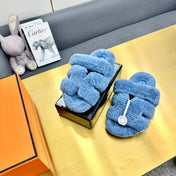 CHYPRE SANDAL IN OCEAN BLUE SHEARLING