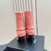 NIKI BOOTIES IN CORAL SHEEPSKIN
