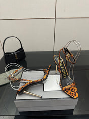 TOM FORD 26S HEELED SANDALS 100 MM IN LEOPARD PRINT CALFSKIN STYLE 4