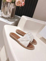 CELINE 25S LYMPIA TWISTED SANDAL IN WHITE SPONGE FABRIC