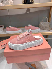 MIUMIU 26S SNEAKER MULES 45MM IN PINK MESH