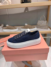 MIUMIU 26S SNEAKER 45MM IN NAVY BLUE MESH FABRIC