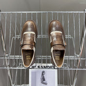 UNIQUE THICK-SOLED OXFORD SHOES WOOD MIX CREAM CALFSKIN