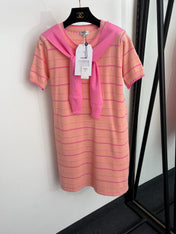CHANEL 26S STRIPED KNIT SHORT-SLEEVE DRESS 1371