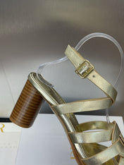 D-CLUB HIGH HEEL SLIDE 25S 80MM IN GOLD GLOSSY CALFSKIN