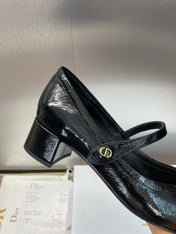 DIOR 25S ROUND-TOE MARY JANE BALLET FLATS IN BLACK CALFSKIN