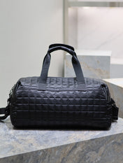 TRAVEL TOTE BAG 50 IN BLACK PLAID NYLON