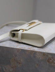 YSL 25S MINI MANHATTAN 19 IN BLANC VINTAGE CALFSKIN GOLD HARDWARE