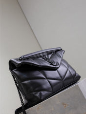 YSL 25S LOULOU PUFFER GM 35 IN BLACK CALFSKIN BLACK HARDWARE