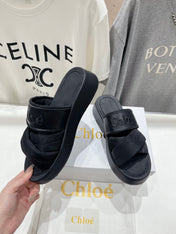 CHLOÉ MILA PLATFORM 5 CM IN BLACK NYLON WITH EMBROIDERED LOGO