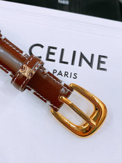 CELINE 25S BELT 18MM WITH ARC DE TRIOMPHE BUCKLE IN BURNT UMBER 571505