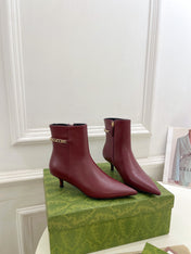 SIGNORIA SHORT BOOTS 4.5CM IN BURGUNDY RED CALFSKIN