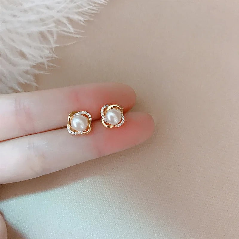 Earrings Zircon Pearl